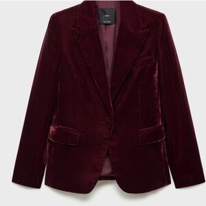 Mango Velvet jacket in Burgundy